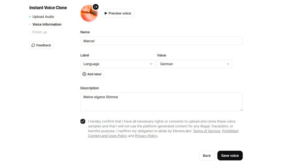 Voice Cloning, KI-Stimme mit Eleven Labs